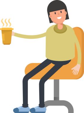 Kız Karakteri Kahve İçiyor