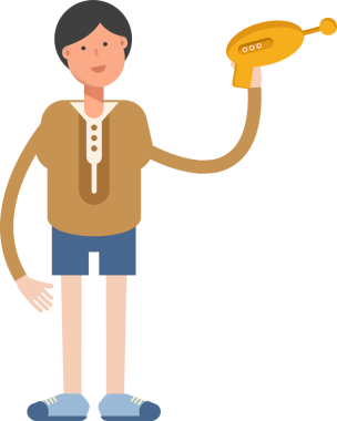 Erkek Öğrenci Karakteri Çizimi