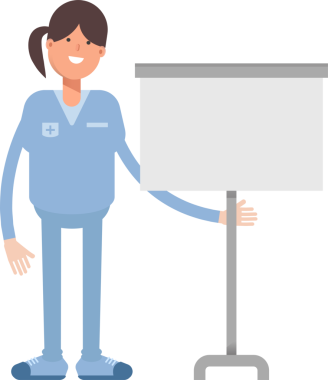 Hemşire Karakteri Sunar Beyaz Tahta