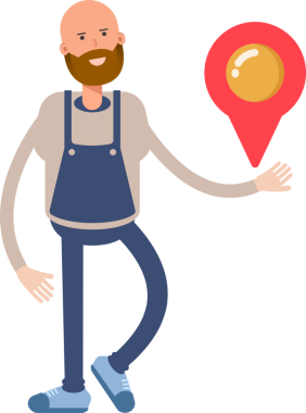 Erkek Barista Karakteri Harita İğnesi