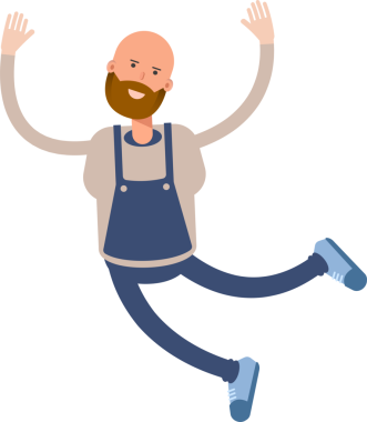 Erkek Barista Karakteri Rahatlıyor ve Zıplıyor