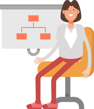 İş kadını Karakteri Organizasyon Çizelgesini Sunar