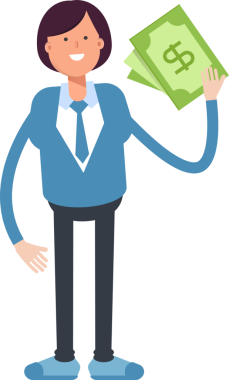 İş Kadını Karakteri Dolarlık Banknotlar Tutuyor