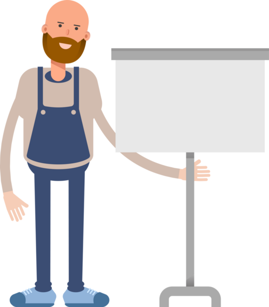 Erkek Barista Karakteri Sunar Whiteboard