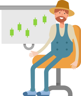 Çiftçi Karakteri Candlestick Çizelgesini Sunar