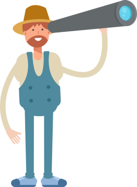 Dürbün kullanan Çiftçi Karakteri