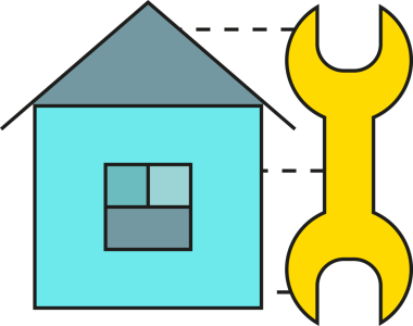 Akıllı ev ve Wrench Simgesi