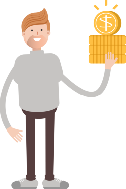 Erkek Karakteri Dolar Tutar Paralar