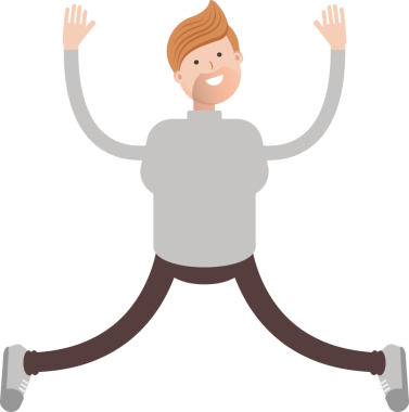 Erkek Karakteri Rahatlıyor ve Zıplıyor