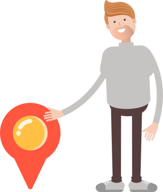 Erkek Karakter ve Konum İğnesi