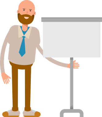 Kel İşadamı Karakteri Sunar Whiteboard