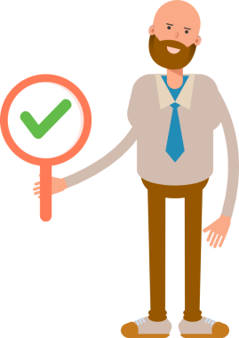 Kel İşadamı Karakteri Denetim İşaretini Gösteriyor