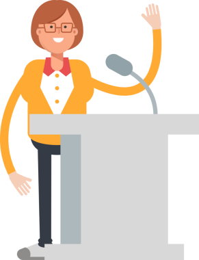 Ofis Kadını Karakteri Kürsüde Konuşuyor