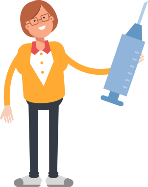 Ofis Kadını Şırınga İllüstrasyonu Tutuyor