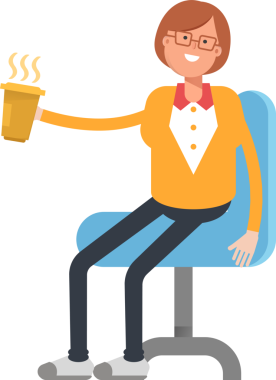 Ofis Kadını Karakteri Kahve İçiyor