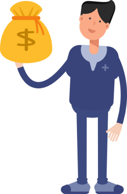 Erkek Doktor Karakteri Dolar Çuvalı Tutuyor