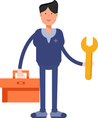 Erkek Doktor Karakteri Araç Kutusu ve Anahtarı Tutuyor