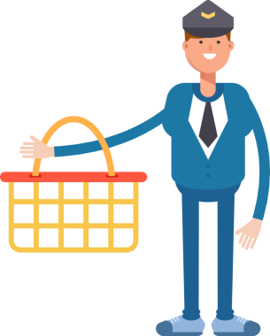 Postacı Karakteri Alışveriş Sepeti Tutuyor