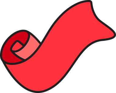 Doodle Kırmızı Kurdele Sancak İllüstrasyonu