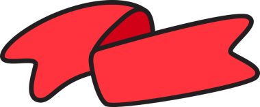 Doodle Kırmızı Kurdele Sancak İllüstrasyonu