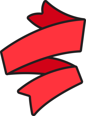 Doodle Kırmızı Kurdele Sancak İllüstrasyonu