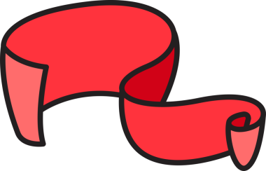 Doodle Kırmızı Kurdele Sancak İllüstrasyonu