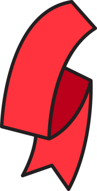 Doodle Kırmızı Kurdele Sancak İllüstrasyonu