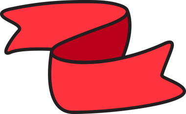 Doodle Kırmızı Kurdele Sancak İllüstrasyonu