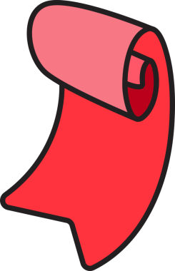 Doodle Kırmızı Kurdele Sancak İllüstrasyonu