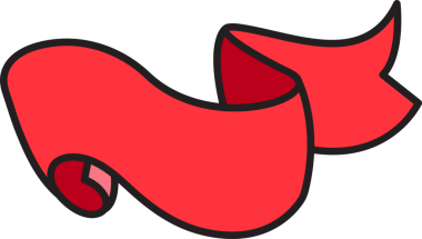 Doodle Kırmızı Kurdele Sancak İllüstrasyonu