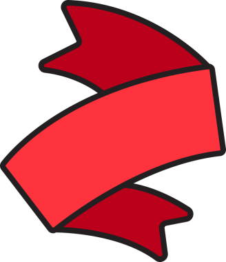 Doodle Kırmızı Kurdele Sancak İllüstrasyonu