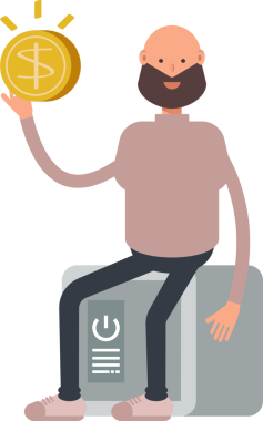 Sakallı Adam Karakteri Güvenli ve Doları Tutuyor