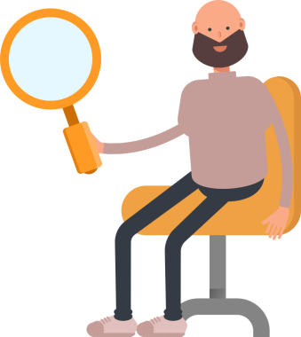 Sakallı Adam Karakteri Oturan ve Tutan Büyüteç