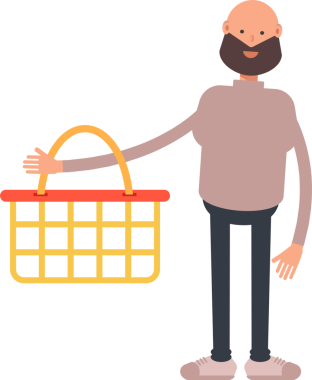 Sakallı Adam Karakteri Alışveriş Sepeti Tutuyor