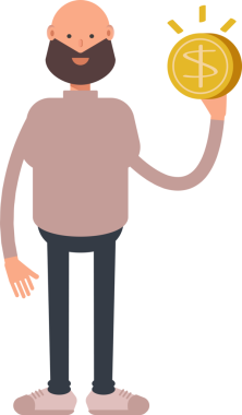 Sakallı Adam Karakteri Bir Dolarlık Para Tutuyor