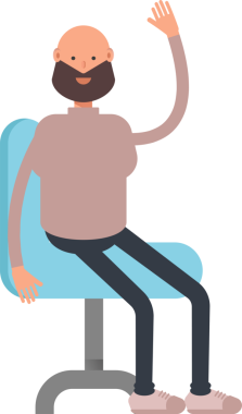 Sakallı Adam Karakteri Sandalyede Oturuyor