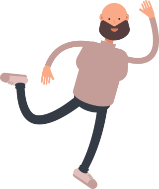 Sakallı Adam Zıplayıp Uçan Karakter