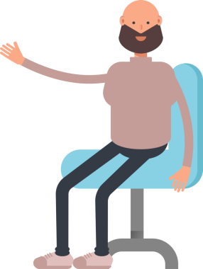 Ofis Sandalyesinde oturan Sakallı Adam Karakteri