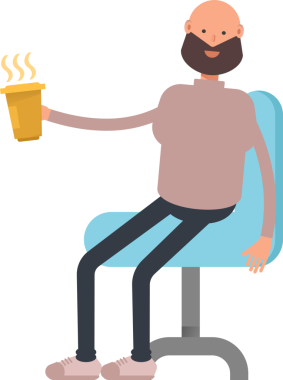 Sakallı Adam Karakteri Kahve İçiyor