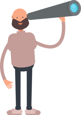 Dürbün kullanan Sakallı Adam Karakteri