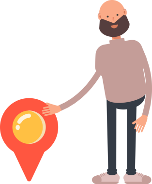 Sakallı Adam Karakteri ve Konum İğnesi