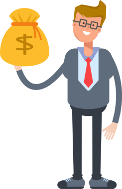 Ofis İşçisi Karakteri Dolar Çuvalı Tutuyor