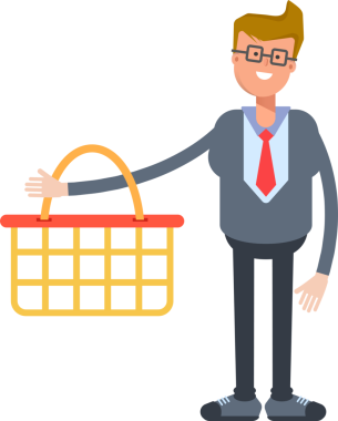 Ofis İşçisi Karakteri Alışveriş Sepeti
