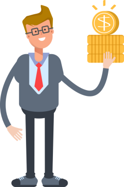 Ofis İşçisi Karakteri Dolar Tutar