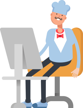 Masaüstünde Çalışan Garson Karakteri