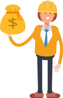 Kadın Mühendis Karakteri Dolar Çuvalı Tutuyor