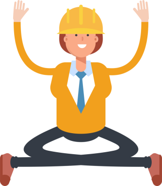 Kadın Mühendis Karakteri Oturma Çizimi