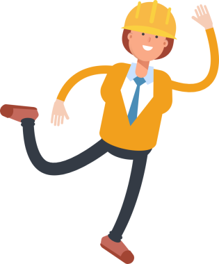 Kadın Mühendis Karakteri Atlama ve Uçma