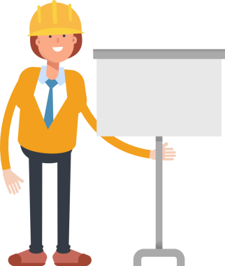 Kadın Mühendis Karakteri Sunar Whiteboard