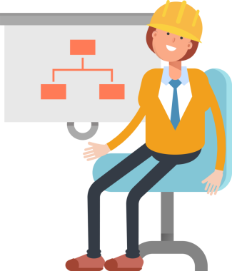 Kadın Mühendis Karakteri Organizasyon Çizelgesini Sunar